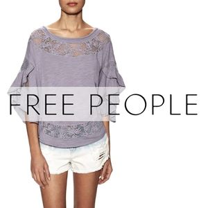 Free People | Love Affair Bell Sleeve Top | Purple | Size XS X Small